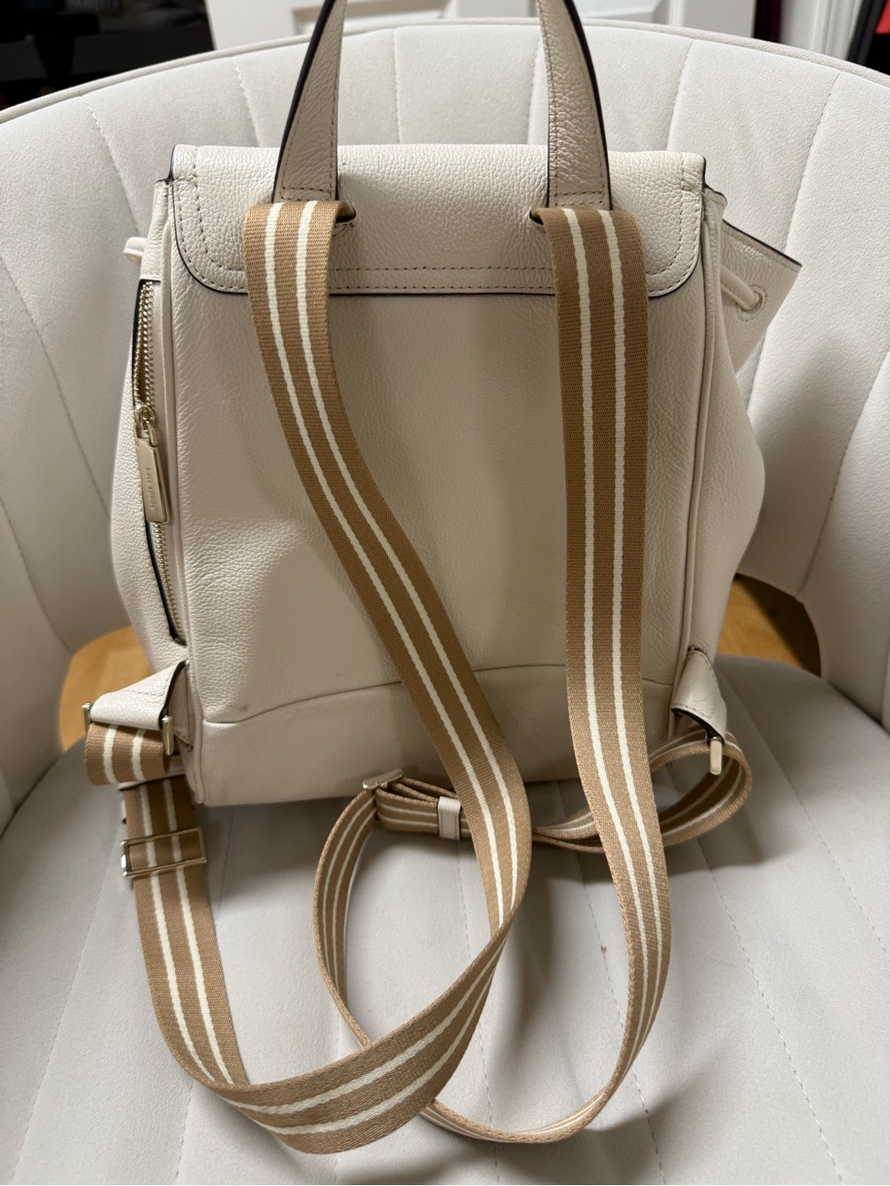 kate spade Creamy White Leather Backpack with Striped Straps - Picture 3 of 4